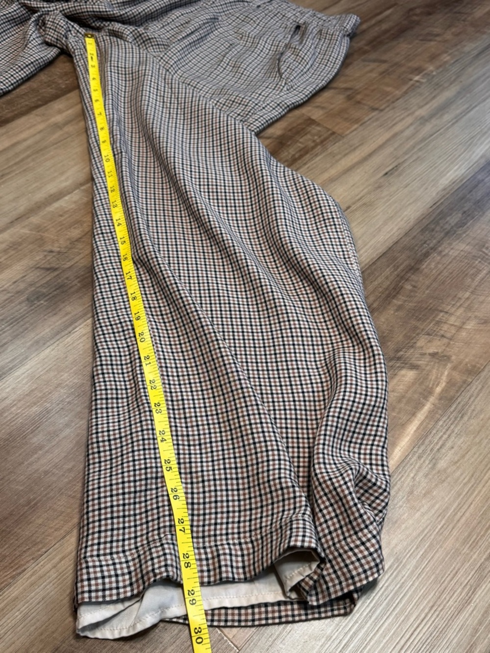 Kenzie + Francesca’s Brown and Cream Plaid Wide-Leg Pants, Size Large - Picture 5 of 16